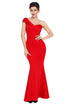 Sexy Red Sexy One Shoulder Ponti Gown